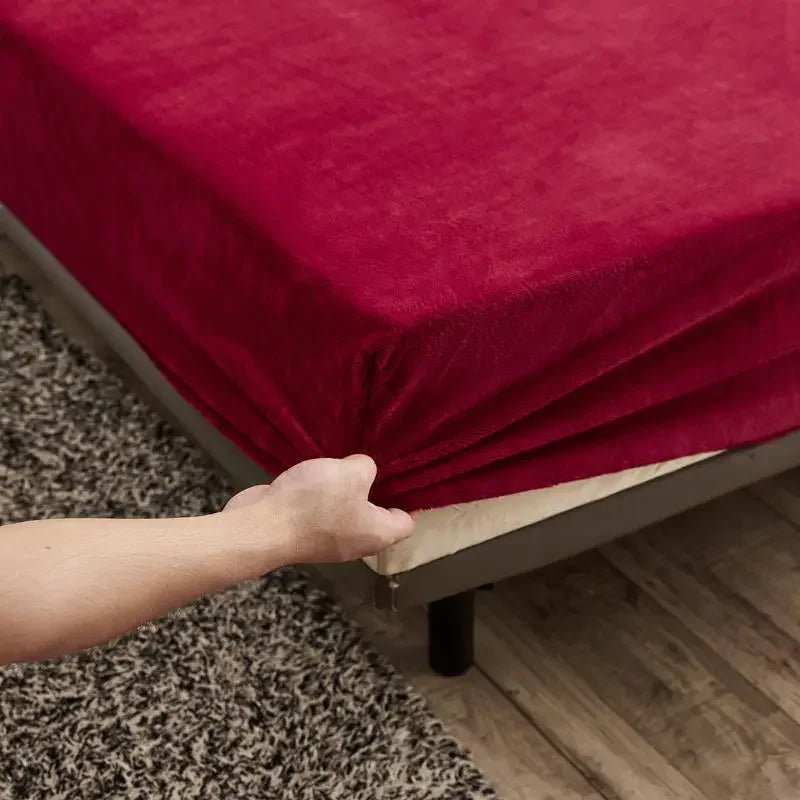Warm and Thick Elastic Fitted Sheets Adjustable Flannel Winter Mattress Cover Velvet Bed Linens, 150/180/200 Multi Sizes