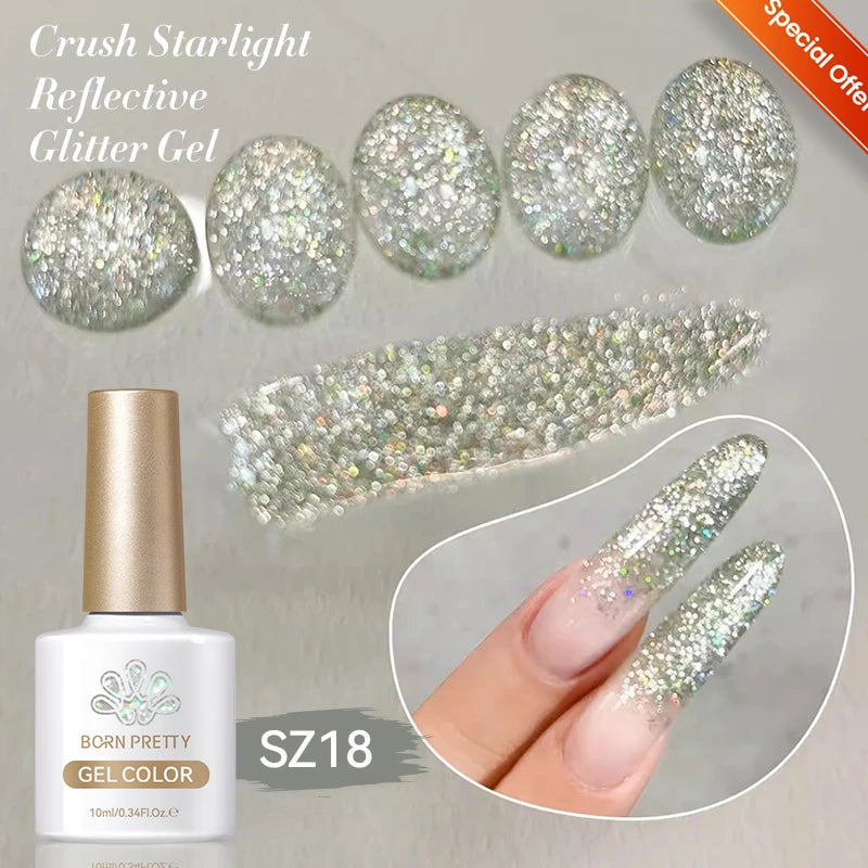 BORN PRETTY 10ml Snow Glitter Gel Nail Polish Pink Milky White Jelly Sequins  Semi Permanent Nails Art Design Varnish Manicure