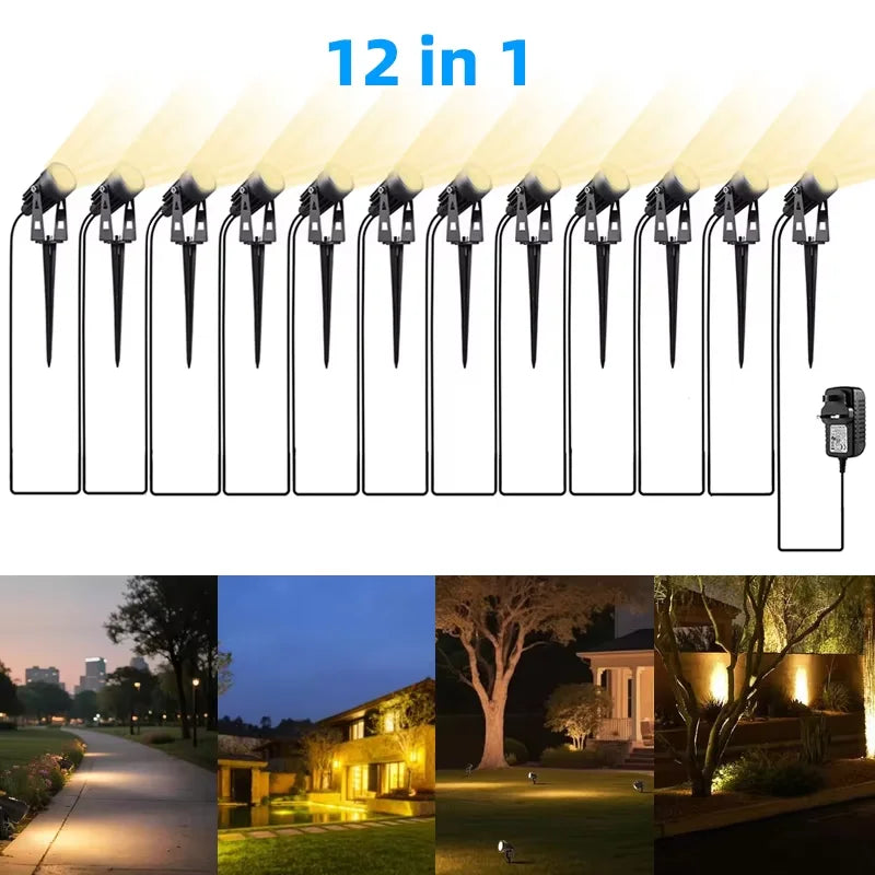 Led Garden Lights Outdoor Lawn Lamp Safety Low Voltage Street Lights IP65 Waterproof 2/4/6/12 in 1 Landscape Lighting Warm White