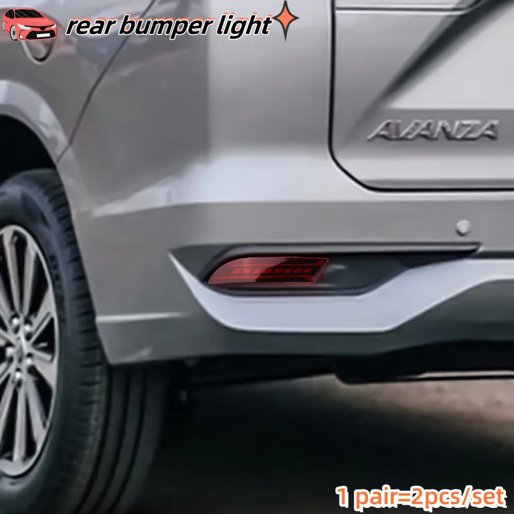 2pcs Rear Bumper Reflector LED Light for Toyota Avanza 2022-2024 Brake/Turn/Reverse