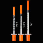 50/100pcs 0.3/0.5/1ML Disposable Plastic Veterinary Syringe Orange Cap With Needles For Pet Farm Animal Cat Dog Pig Cattle Sheep