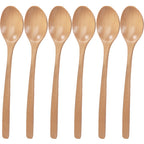 6 Piece Wooden Spoon Bamboo Kitchen Korean Style 9 '' Inch Natural Wood Soup Tableware Cooking Honey Coffee Spoon Mixing Spoon