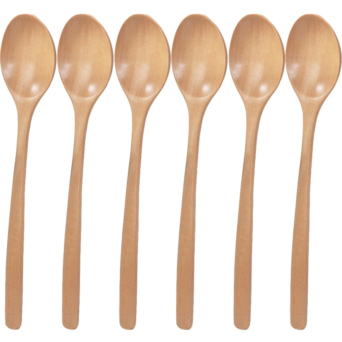 6 Piece Wooden Spoon Bamboo Kitchen Korean Style 9 '' Inch Natural Wood Soup Tableware Cooking Honey Coffee Spoon Mixing Spoon