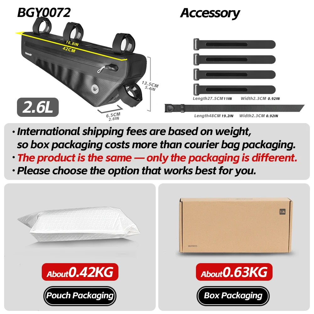 Rhinowalk Bicycle Triangle Bag Waterproof Bike Down Tube Front Frame Bag Cycling Luggage Storage Bag For MTB Road Gravel Bike