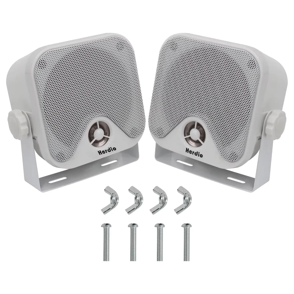 Herdio 4 Inch Heavy Duty Waterproof Boat Marine Box Outdoor Speakers Surface Mounted For Skid Steer ATV UTV RZR Golf Cart Boat