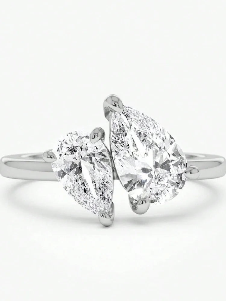 925 Sterling Silver Simplicity Classic Zircon Water Drop Ring For Women Engagement Wedding Luxury High Quality Fine Jewelry