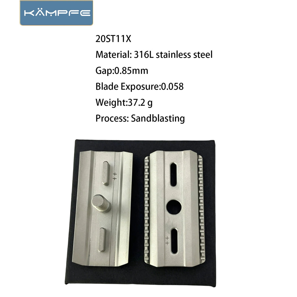 KAMPFE Safety Razor Replacement Head ST11X 316L Stainless Steel CNC, 0.68/0.85/0.99mm