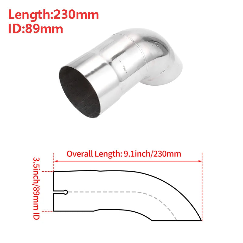 X Autohaux 51mm ID Inlet Turn Down Exhaust Tip T304 Stainless Steel Mandrel Bend Elbow Tube 230mm Length 125 Degree for Car