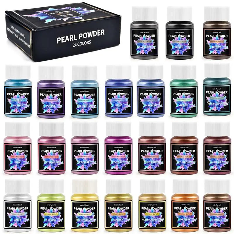 6/24/30Colors Epoxy Resin Dye Mica Powder Powdered Pigments Set Resin Mica Pearlescent Resin Pearl Natural Micas Colorants Resin