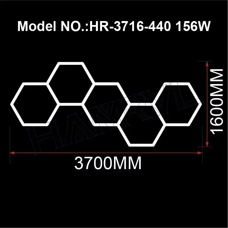 Hexagon LED lighting for Garage Barbecue Shop Barbershop Gym Bar Car Detailing Showroom 4S Workshop Ceiling Light Honeycomb Tube