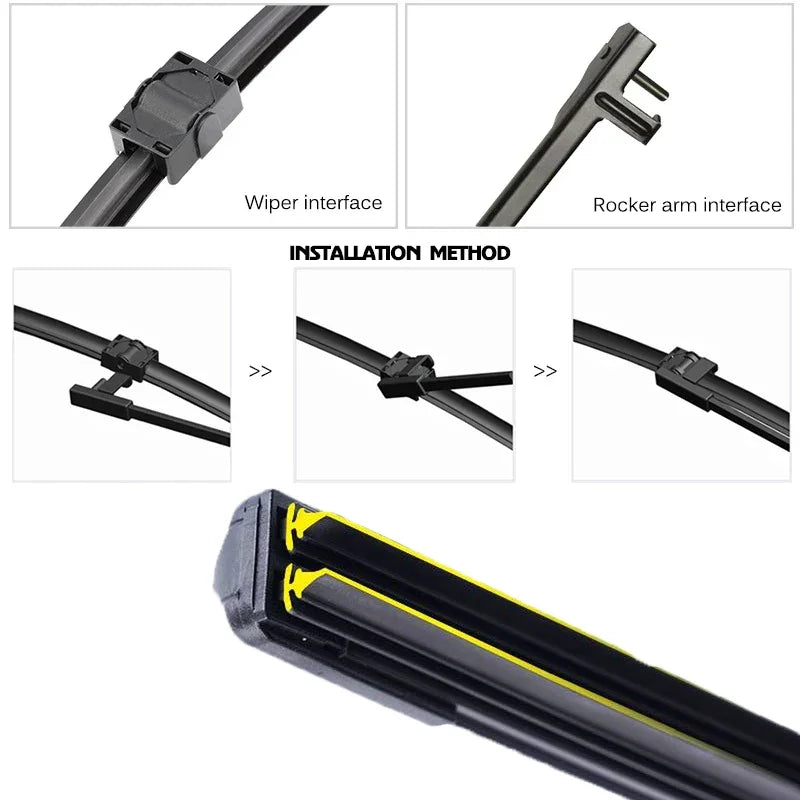 Car Windshield Wiper blades Universal Soft Double layer Rubber Frameless Bracketless car wipers 14" 16" 19" 20" 21" 22" 24"26"
