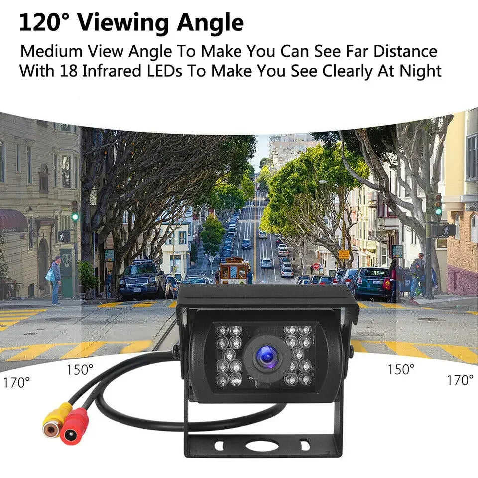 Bileeko 12-24v For RV Truck Bus Van Car IR Back Up Camera Night Vision System 7" Rear View Monitor 10m AV cable