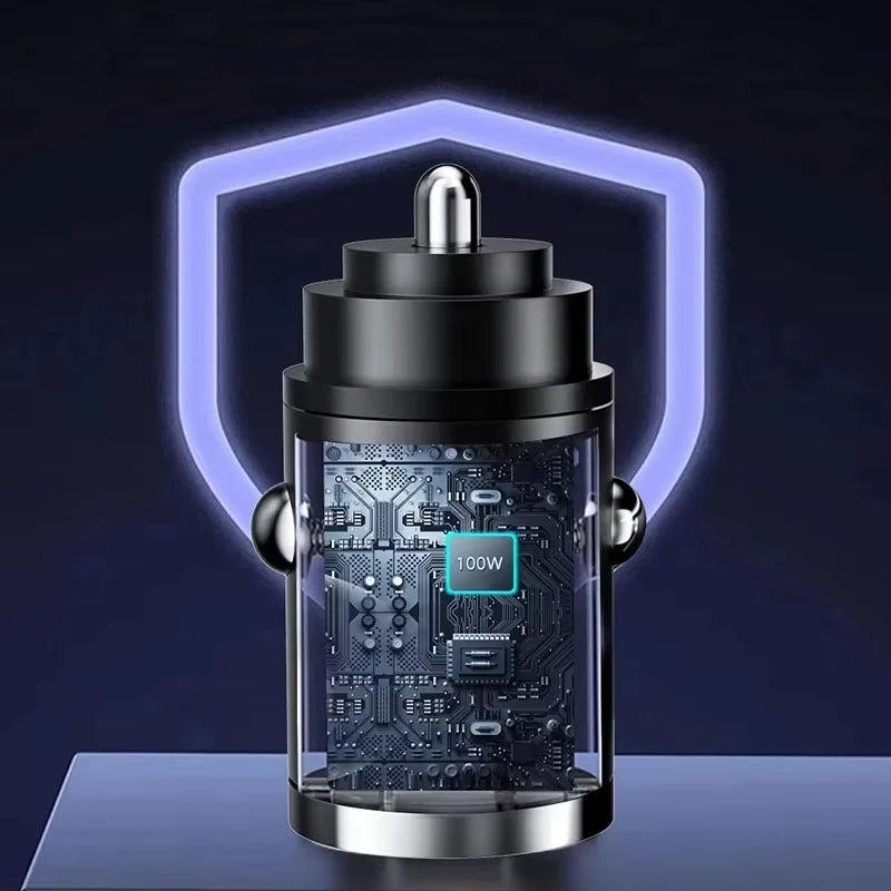 100W Car Charger USB Fast Charging For IPhone QC3.0 Mini PD USB Type C Charger Car Phone Charger For Samsung XiaoMi