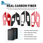 Real Soft Carbon Fiber Sticker For Toyota RAV4 XA50 2019 2020 2021 2022 2023 2024 2025 LHD RHD Car Window Lift Button Panel Trim