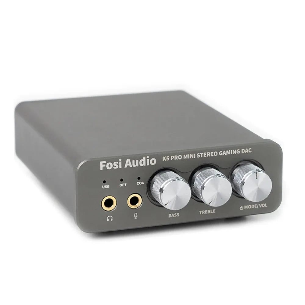 Fosi Audio K5 PRO Mini Stereo Gaming USB C Audio Headphone Amplifier DAC AMP with Mic for PS5 Desktop Powered Active Speakers