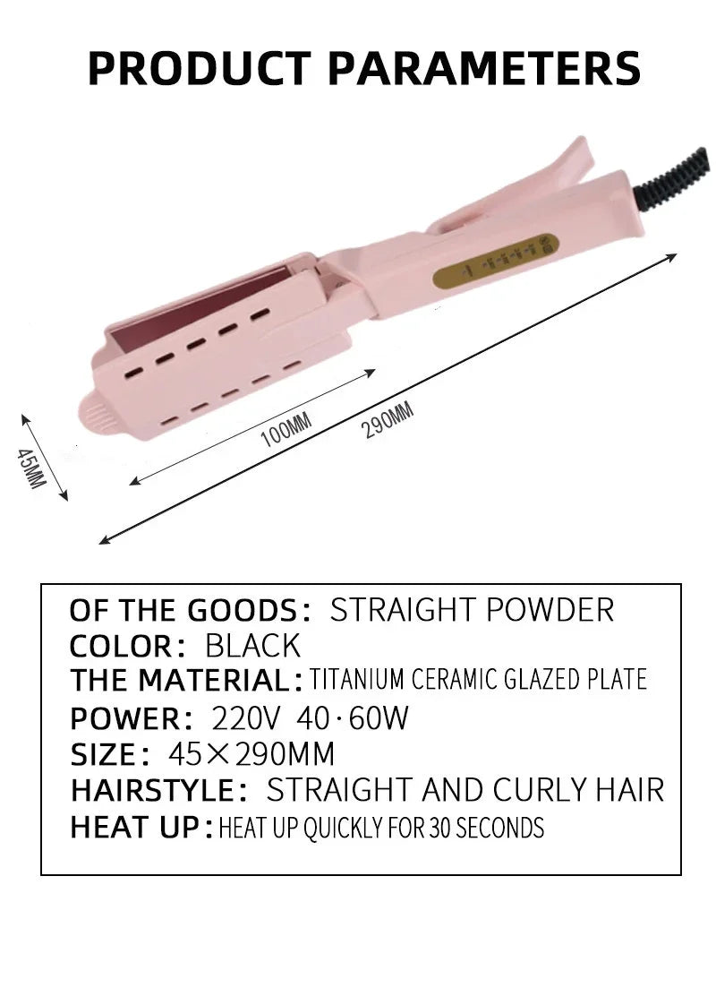 Pink Hair Straightener Four-gear Temperature Adjustment Ceramic Tourmaline Ionic Flat Iron Hair Straightener Women Widen Panel