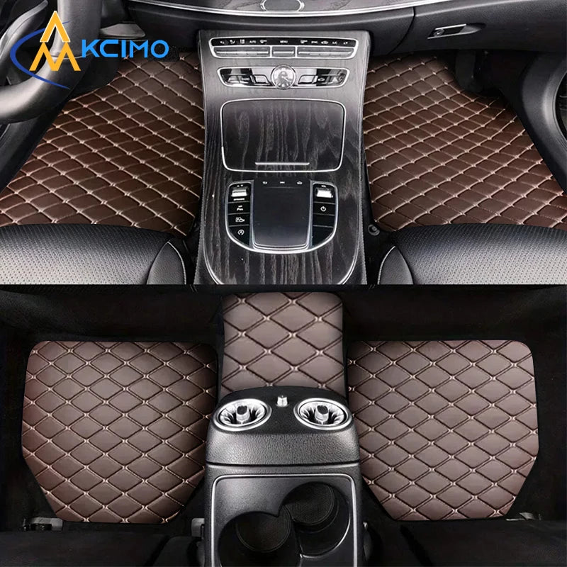Universal 5pcs Car Floor Mats Set PU Leather Waterproof Dustproof Full Coverage, Multiple Colors