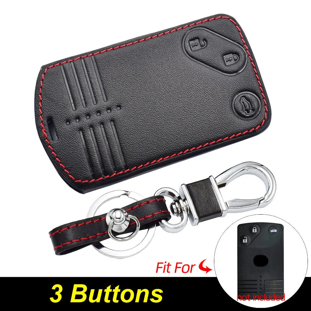 Leather Car Key Cases Smart Keyless Entry Remote Control Fobs Shell Protector Cover Skin For Mazda 5 6 CX-7 CX-9 RX-8 Miata MX-5