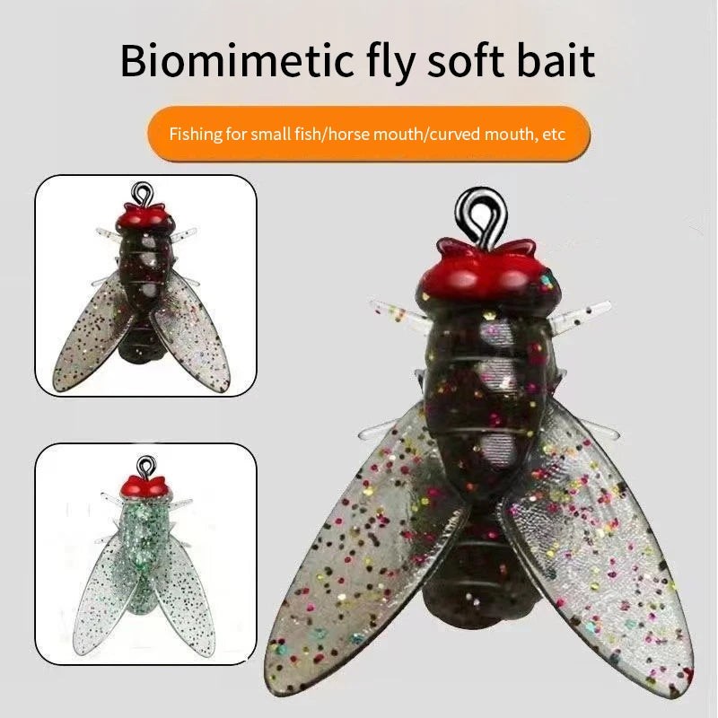 10PCS 10/20mm PVC Fly Fishing Flies Soft Rubber Fly Fishing Lures Lifelike Flies Insects Lures Barbed Hooks Fishing Accessories