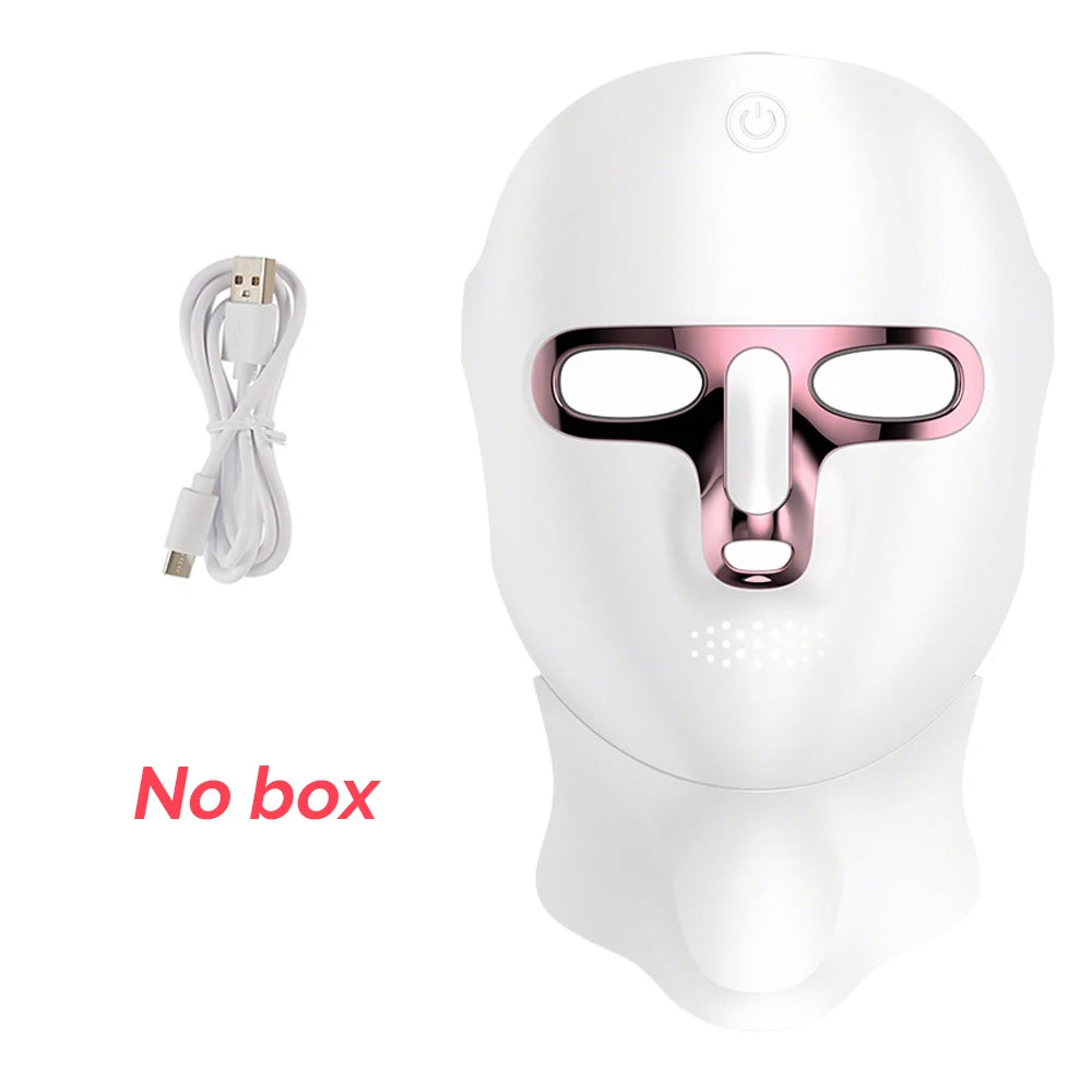 7 Color LED Facial Mask Face and Neck Photon Skin Rejuvenation Whitening Tighten Rechargeable Neck Face Care Beauty Treatment