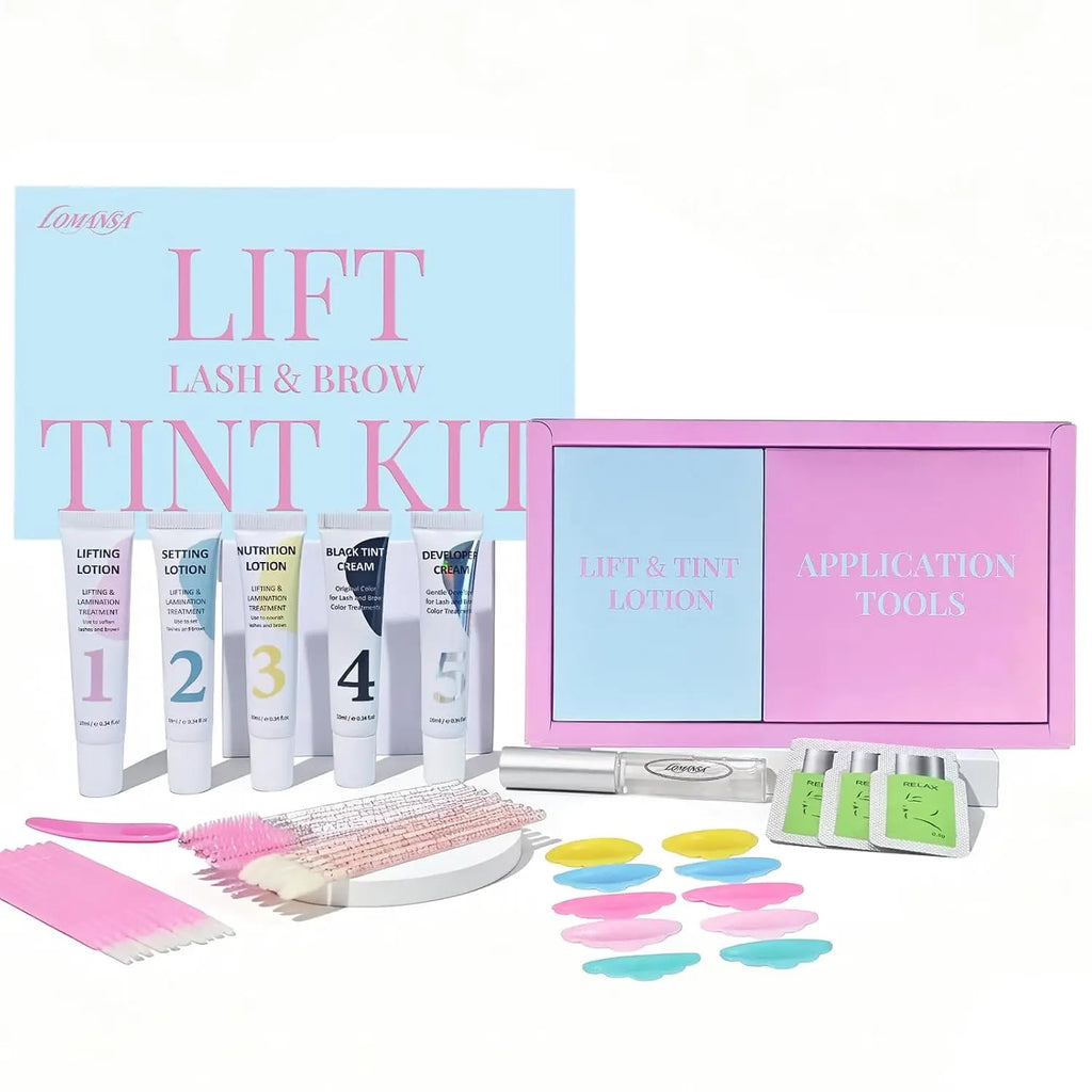 Lomansa Lash Lift and Black Kit Eyelash Lift and Color Strong Hold Lash Lifting 4 Weeks Curl & Natural Darker Black Lashes Tools