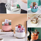 360° Rotating Makeup Organizer Storage Box, Cosmetic Brush & Lipstick Holder, 1pc