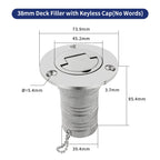 38/50mm 316 Stainless Steel Boat Deck Filler with Keyless Cap GAS DIESEL FUEL WASTE WATER Mirror Polish Marine Deck Filler Cap
