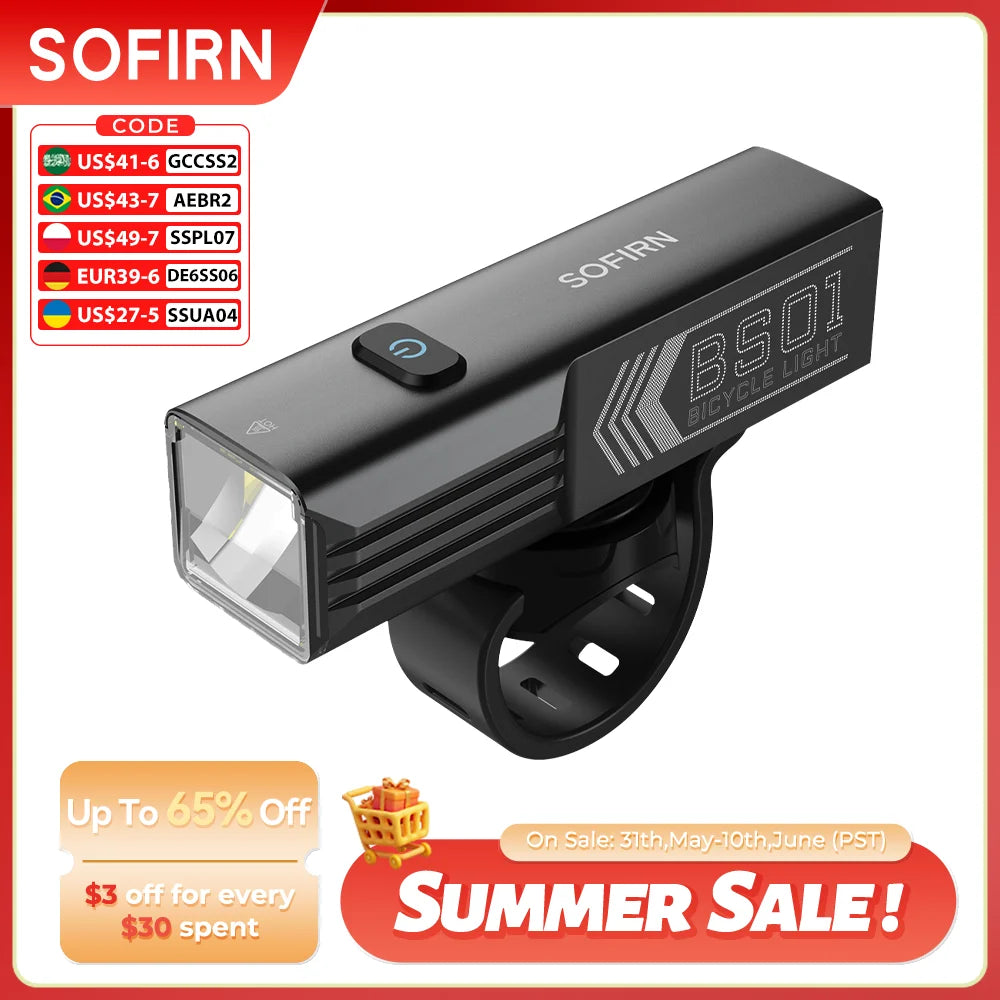 Sofirn BS01 Bicycle Light IP65 Waterproof 2000LM Bike 5000mAh Battery Flashlight USB Charging Brightness Adjustment MTB Light