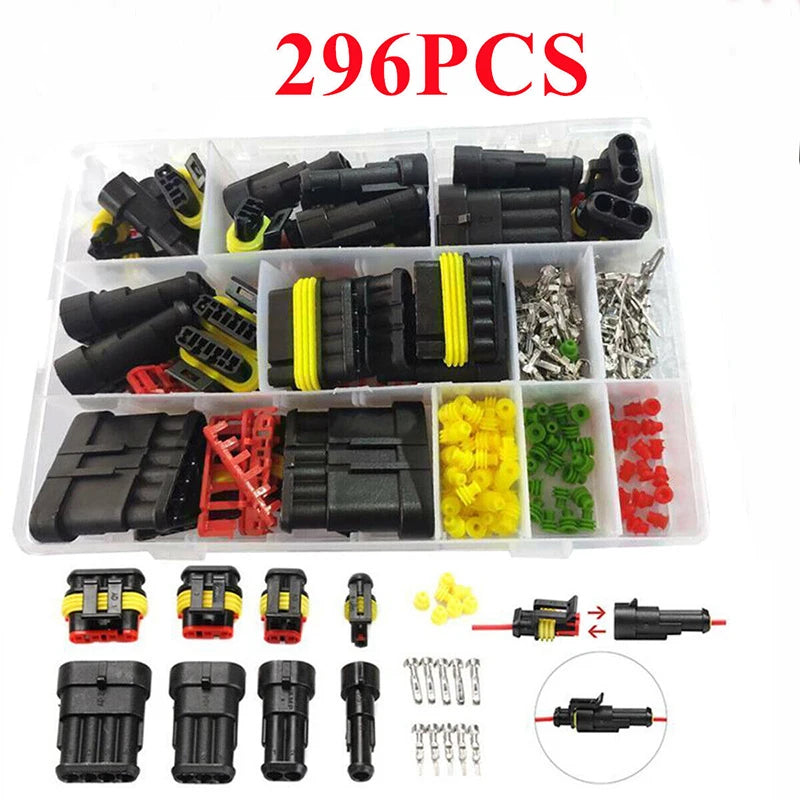 240/296/352/708pcs HID Waterproof Connectors 1/2/3/4 Pin Car Electrical Electri Wire Connector Plug Truck Harness