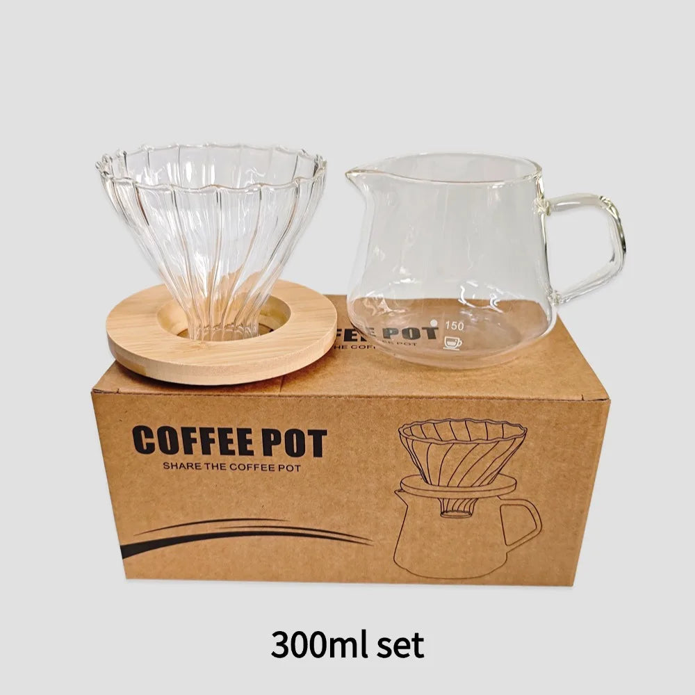 Punana 600ml Pour Over Coffee Maker Set Glass Carafe Coffee with Glass Coffee Filter Drip Coffee Maker Set for Home or Office