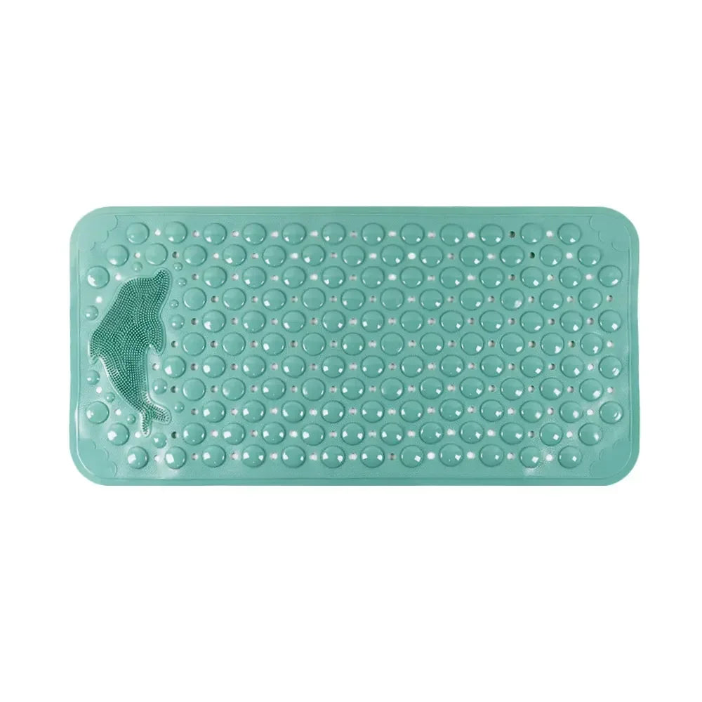 Bathroom anti-slip mat silicone world PVC shower anti-fall mat dolphin massage suction cup floor mat with drainage hole