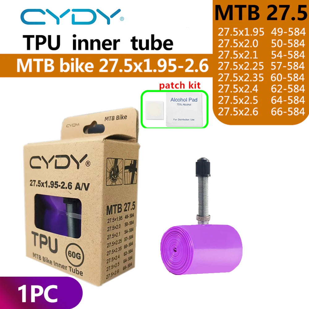 CYDY TPU MTB Bike Inner Tube Camera 29 26 27.5 29x1.95-2.6 Inch Mountain Bicycle Tire Schrader Valve AV pneu 29er Cycling Tube