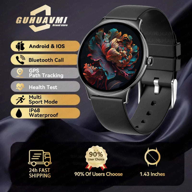 2025 New Smart Watch For Women Gift 1.43 Inch Full Touch Screen Sports Fitness Watches Bluetooth Calls Digital Smartwatch Ladies