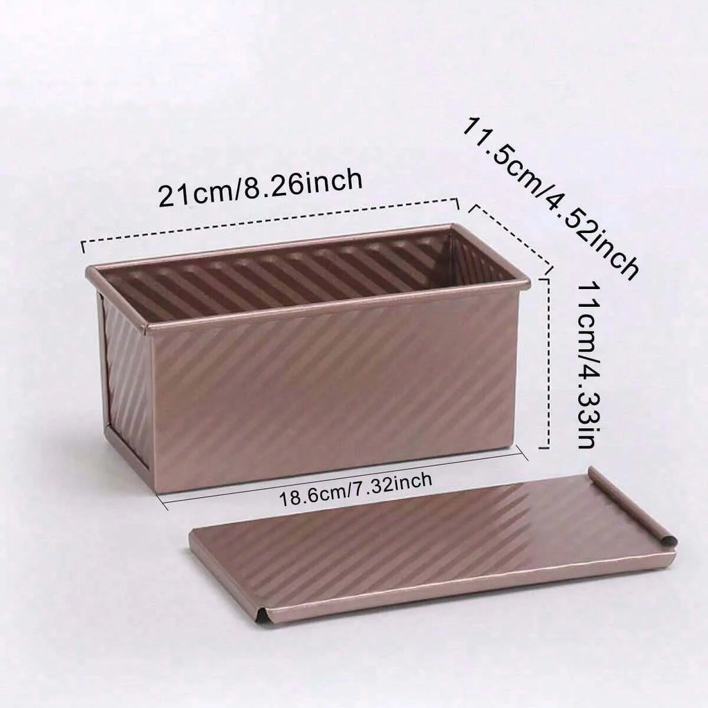 1pc Golden  Loaf Pan with Lid -  Non-Stick, Rust. Perfectly Toasted Bread - Durable.Easy-Clean  Design  Baking Mold for Oven Use