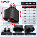 Universal Car Matte Carbon Fiber Muffler Tip Exhaust Pipe Nozzle Decoration Stainless Silver&Black Tilting Left Right Oval