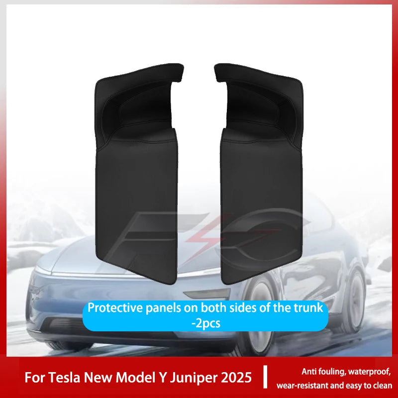 For Tesla New Model Y Juniper 2025 Leather Trunk Mats Rear Seat Back Protector Pad Backrest All Weather Liner Pet Anti-kick Pad