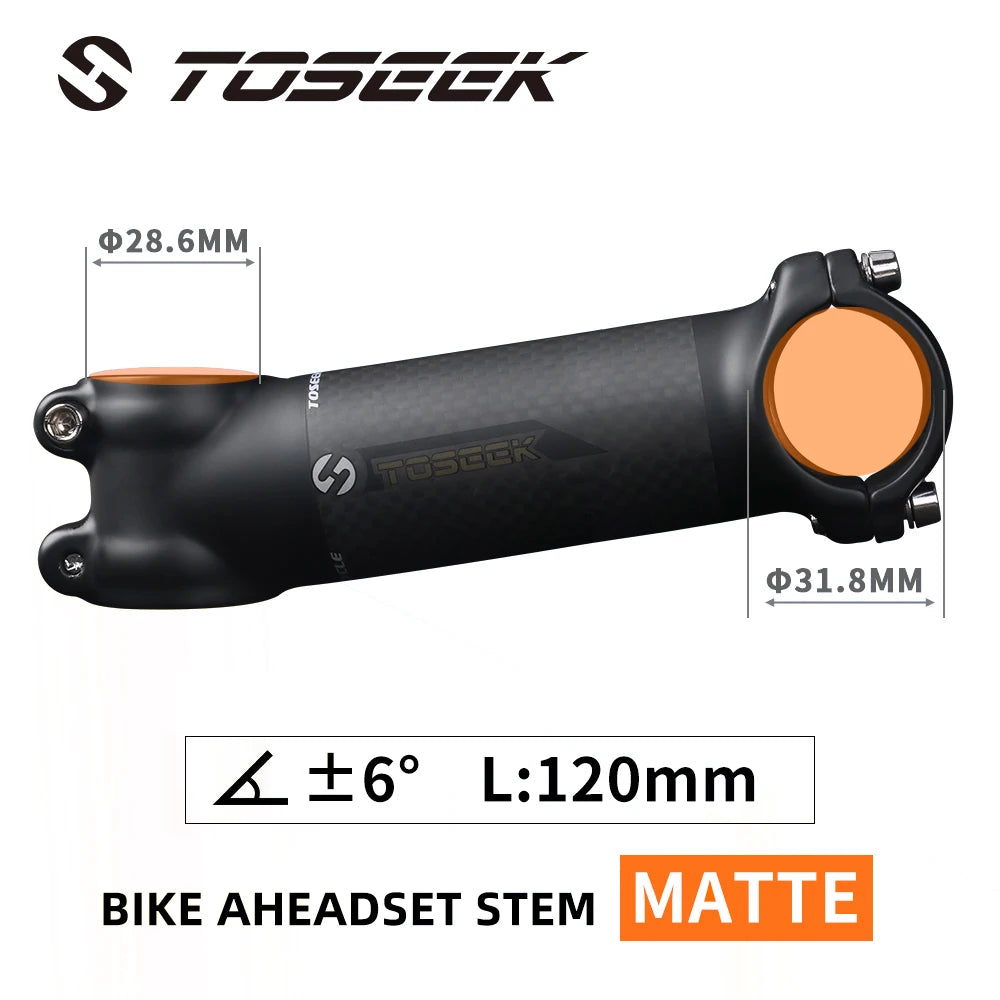 TOSEEK Bicycle Handlebar Stem 28.6-31.8mm Aluminum + Carbon Stem Angle6 17 Mtb Handlebar Stem MTB Stem Spare Parts For Bicycle