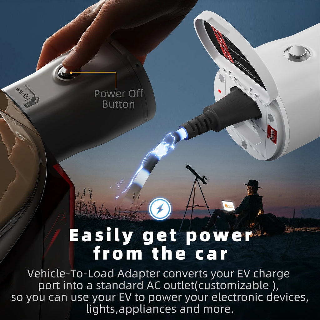 Feyree Type 2 V2L discharger adapter EV vehicle-to-load power converter, 10A/15A socket options