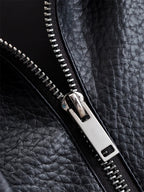 Women's Jacket Fall 2025 New Black Long Sleeve Pebble Faux Leather Jacket Motorcycle Style Personality Fashion