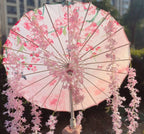 82CM 32'' Skyblue Hanfu Parasol Flowers Waterproof Car Umbrella Dance Cosplay Japan Sakura Spring OilPaper Cosplay El Principito