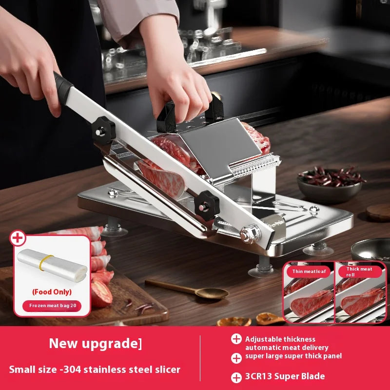 GIANXI Mutton Roll Slicer Machine Stainless Steel Meat Slicer Beef Thin Slice Frozen Meat Household Barbecue Hot Pot Cooking