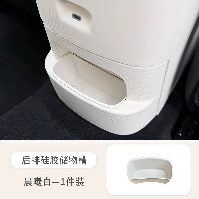 GWM ORA 5 2026 Silicone Interior Storage Box Set, Cup Holder Cover & Phone Mat, White/Grey