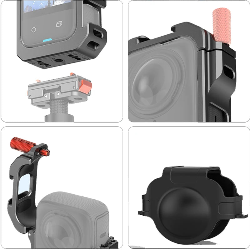 Aluminum Protective Frame for Insta360 X4 Metal Durable Housing Cage with Cold Shoe Mount for Insta 360 X4 Camera Accessories