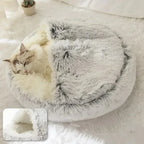 Round Cat Cushion Semi Enclosed Pet Sleep Bags Long Soft Plush 2 in 1 Warms Cats Beds Simple Comfort Warm Puppy Sleeping Nest