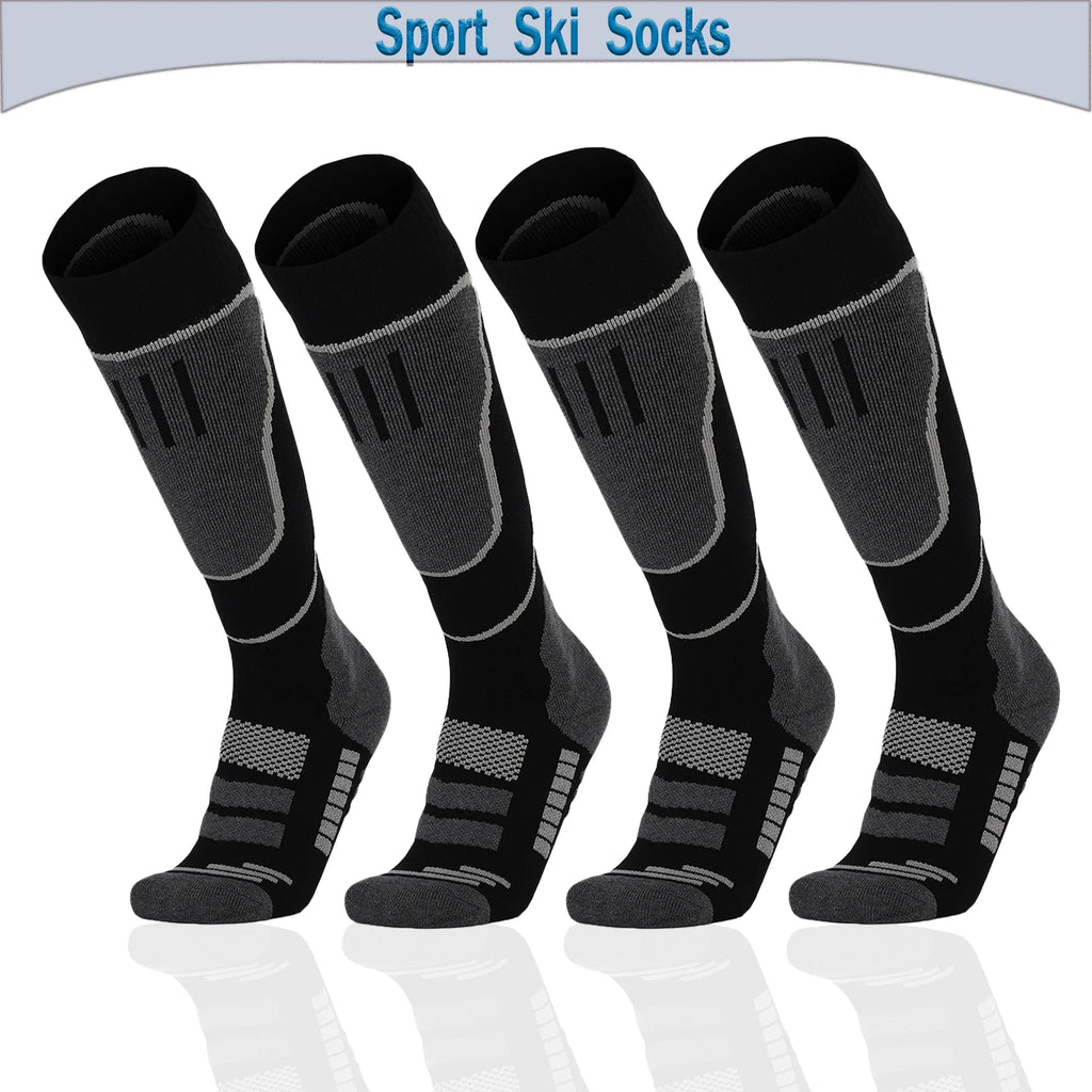 YANBIGUO 2 Pairs Wool Ski Socks,Thermal Knee-high Cold Weather Warm Socks for Snowboarding,Snow,Winter,Hunting