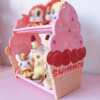 Ice Cream Double Layers Split Organiser Girls Heart Shaped Cosmetic Organiser Pink Cute Doll Jewellery Holder Student Dorm Room