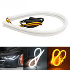 2PCS DRL Flowing LED Light Strip 30cm 45cm 60cm Car Daytime Running Light Flexible LED Yellow Flowing Signal Lamp Universal 12V