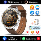1.85" HD Big Screen Smart watch For men Sports NFC Watch Bluetooth Call Blood Pressure Temperature GPS Sport Track smart watch