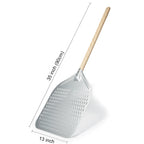 SHANGPEIXUAN Perforated Pizza Peel with Turning Pizza Peel Wood Handle Pizza Shovel Anodized Short Spatulas Baking Tools