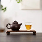 Wooden Coffee Tea Tray Rectangular Desktop Display Rack Coffee Table Decorative Plate Heat Resistant Thick Tray for Home Kitchen